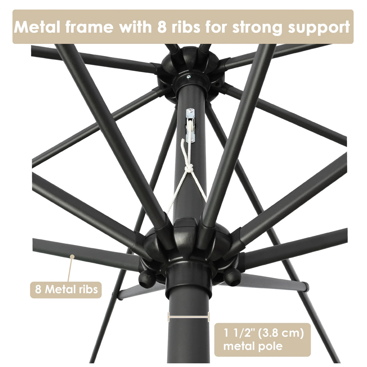 9ft UV 30+ Aluminum Outdoor Patio Umbrella with Crank & Tilt P823460
