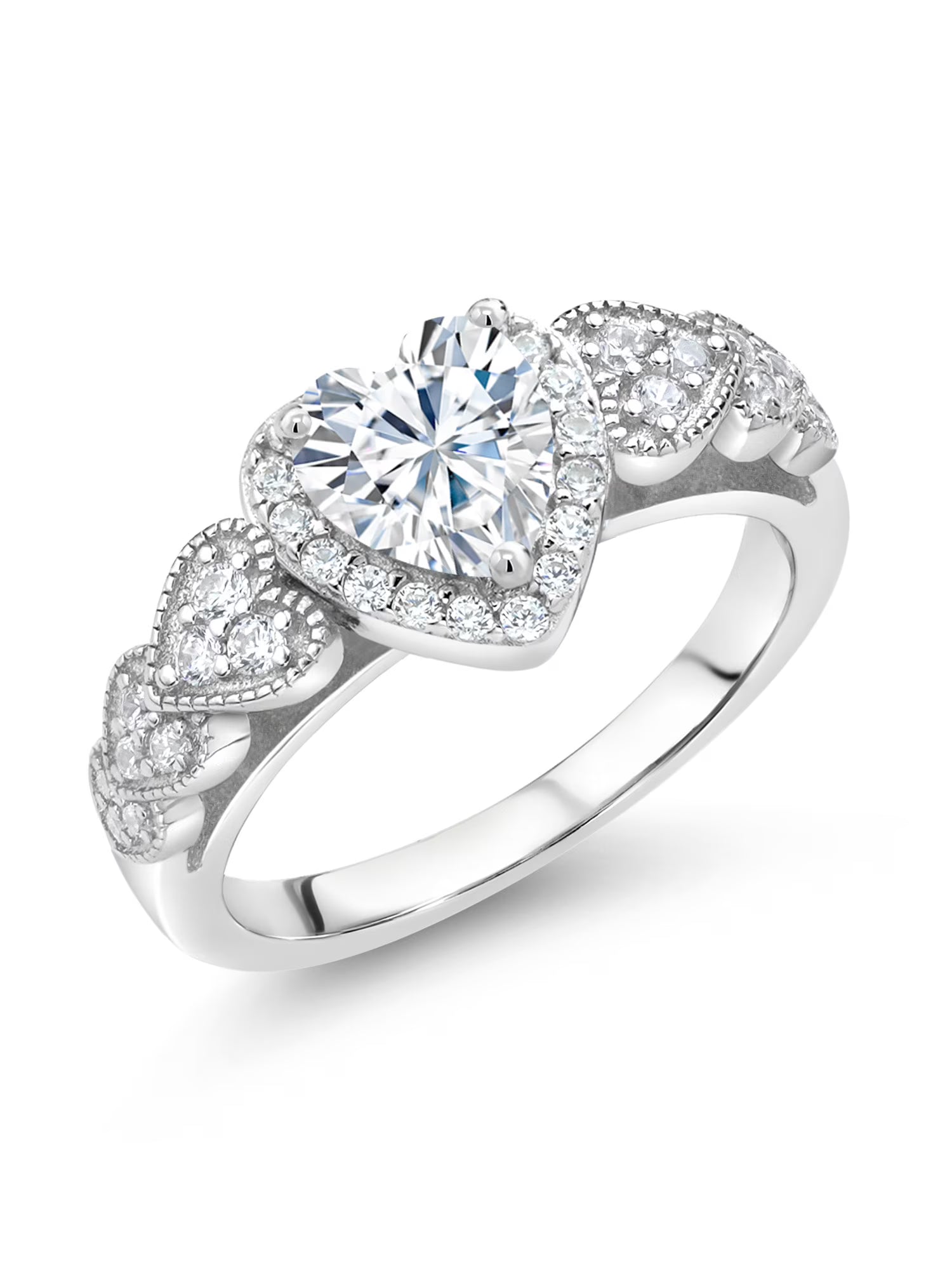 925 Sterling Silver White Moissanite Engagement Ring F99665