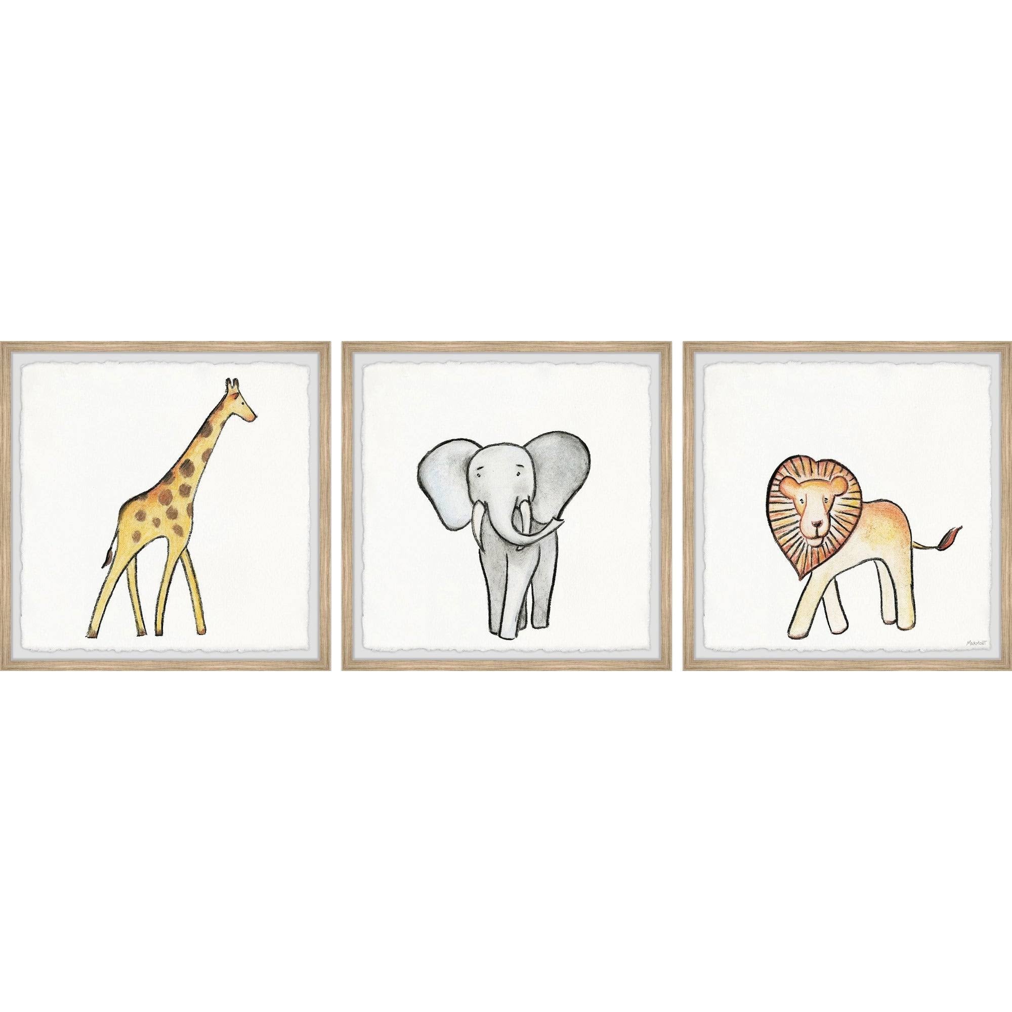 African Safari Animals Triptych, 12 inch x 36 inch D513