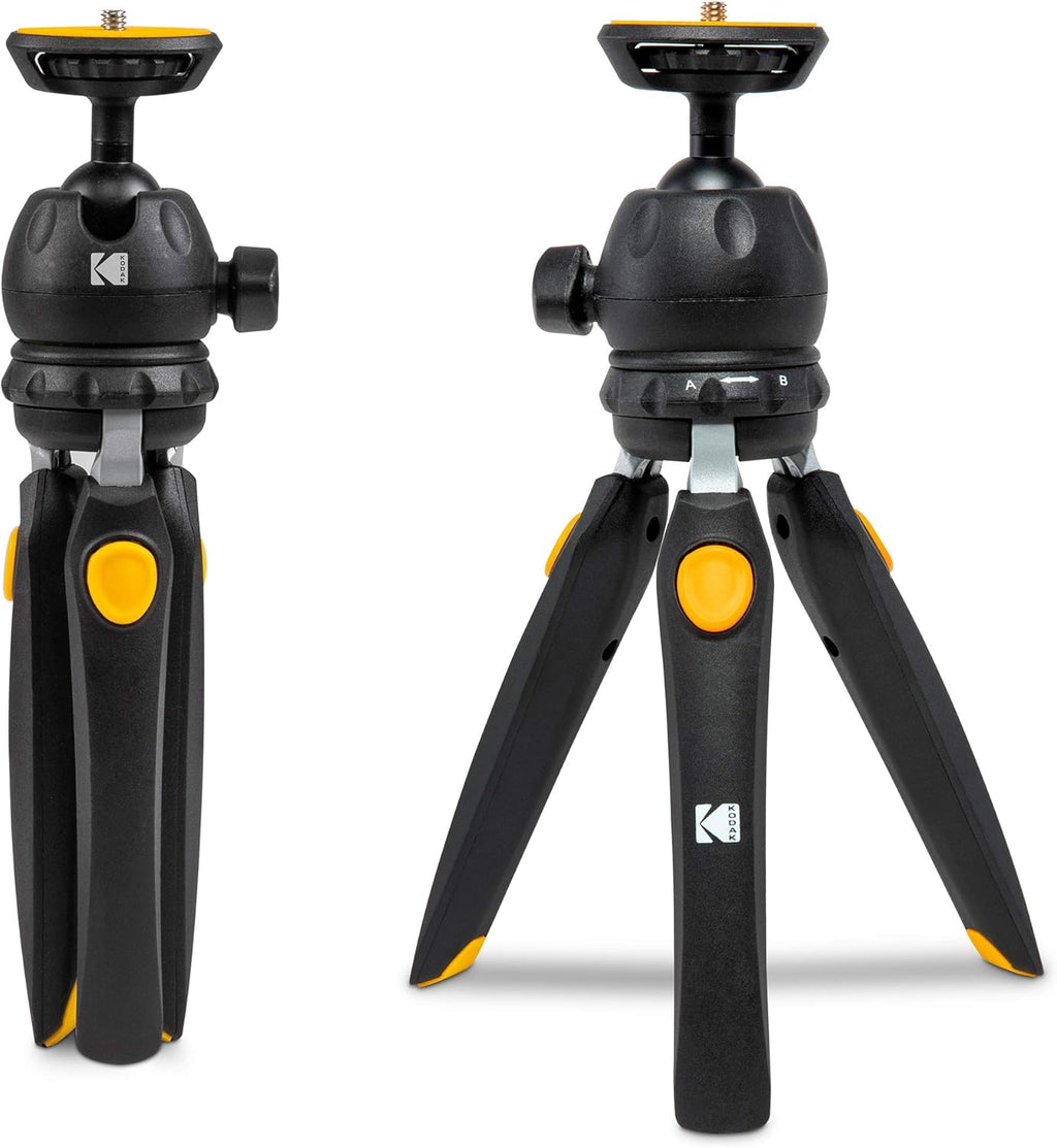 Mini Adjustable Tripod with Remote, 360° Ball Head, Compact Tabletop Tripod, Selfie Stick, 5-Position Legs, Rubber Feet, Smartphone & Action Camera Adapters, Pack of 2 I639