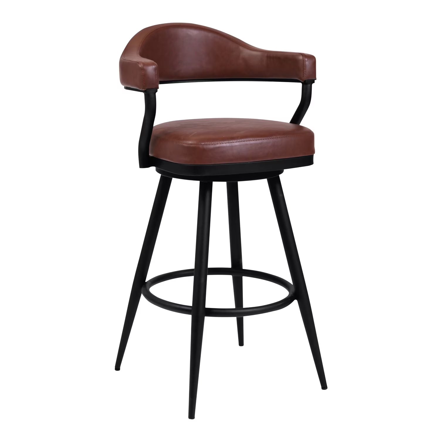 Camel Vintage Brown Faux Leather Swivel Barstool Armchair X184