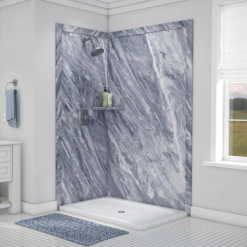 7-Piece Adhesive Corner Shower Wall Surround V318
