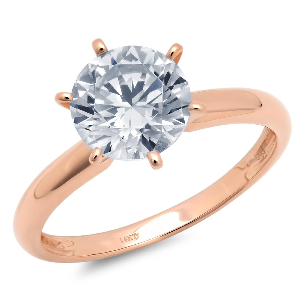 14k Rose Gold Solitaire Ring SZ 10 Q74055