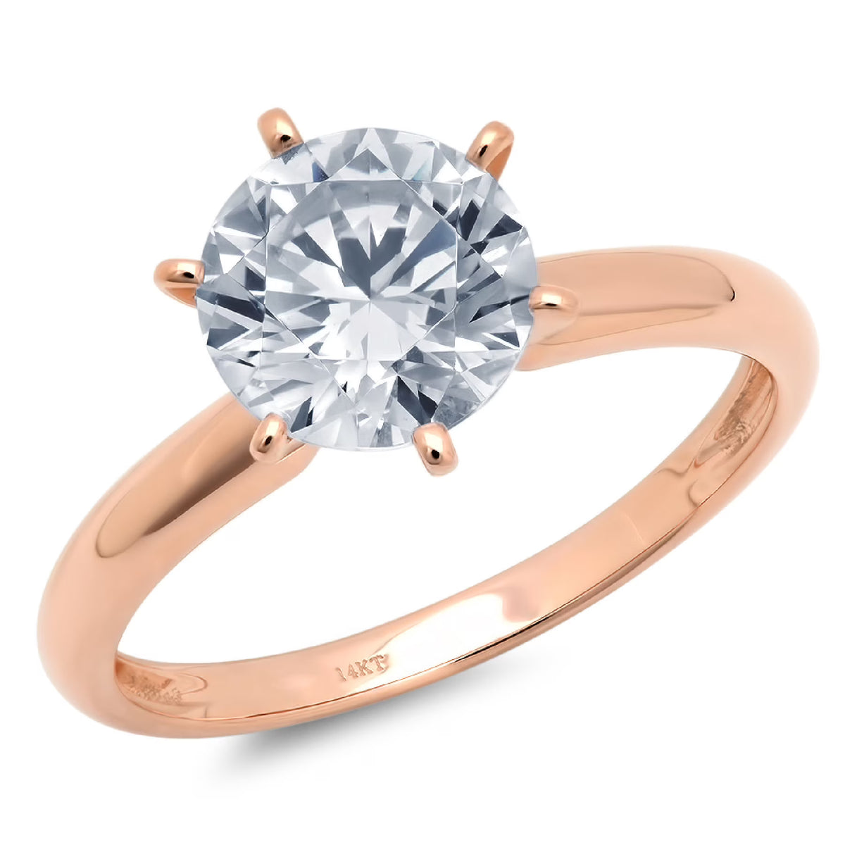 14k Rose Gold Solitaire Ring SZ 10 Q74055
