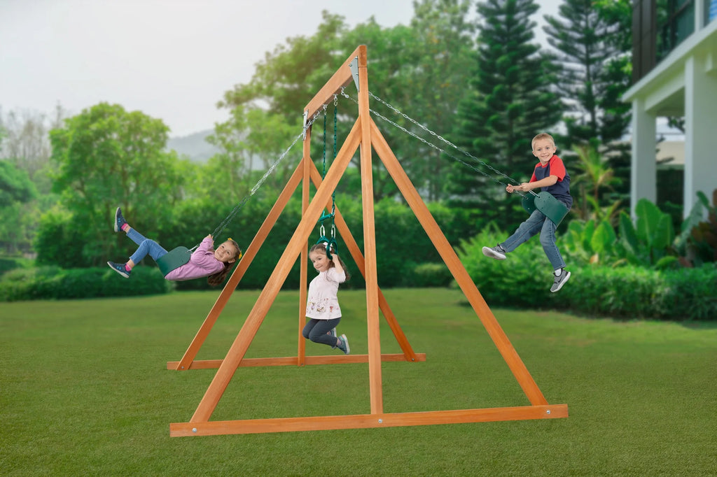 Cedar Swingset with Belt Swings and Trapeze Bar Z273