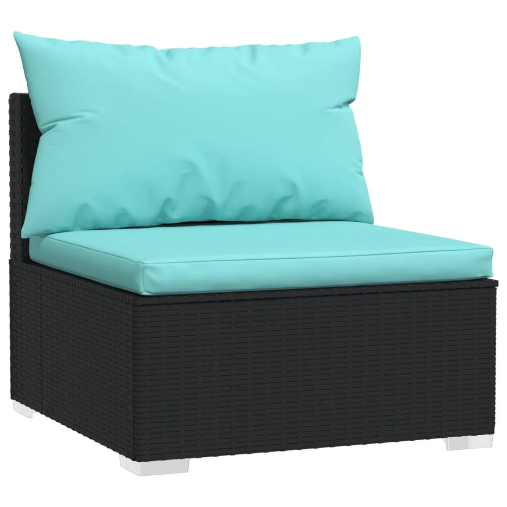 Black Poly Rattan 2 Piece Patio Furniture Set with Cushions H119