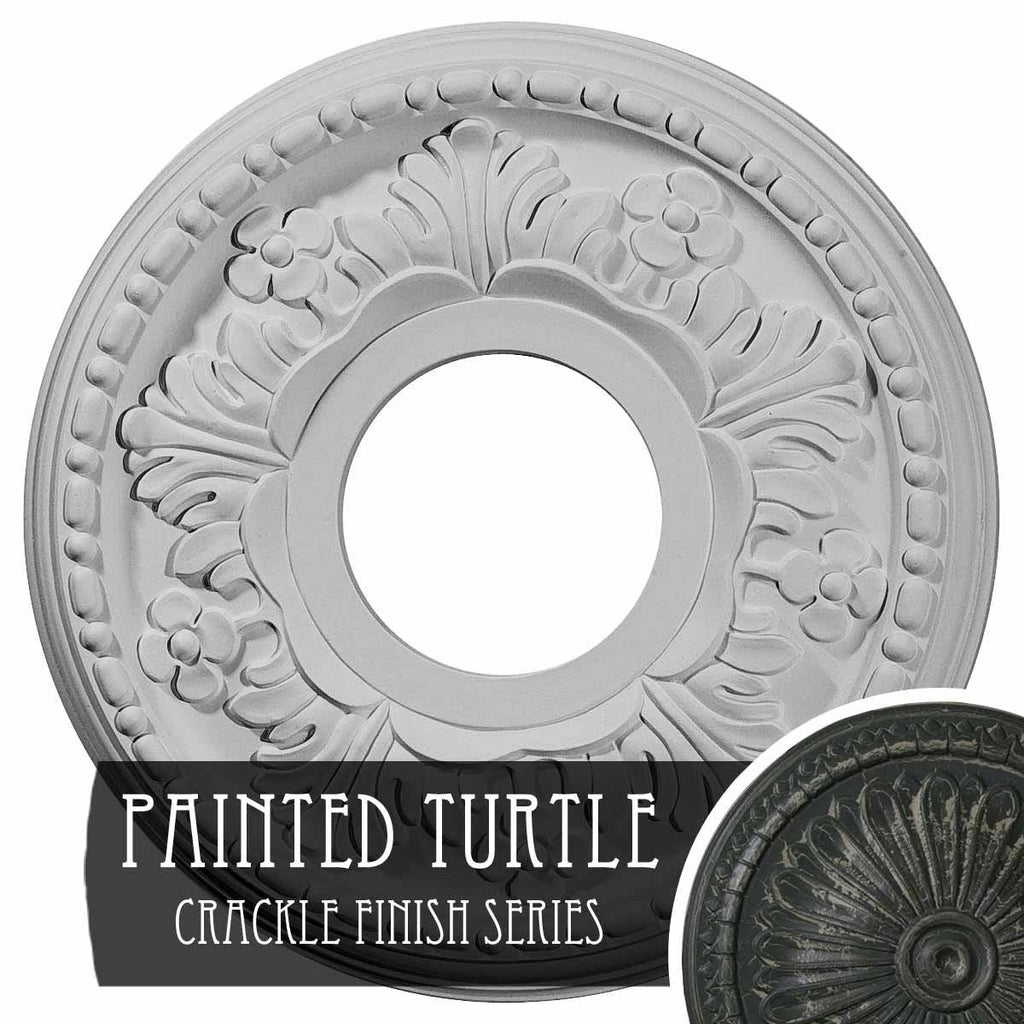 11 7/8 inchod x 3 5/8 inchid x 7/8 inchp Hand-Painted Ceiling Medallion D42105