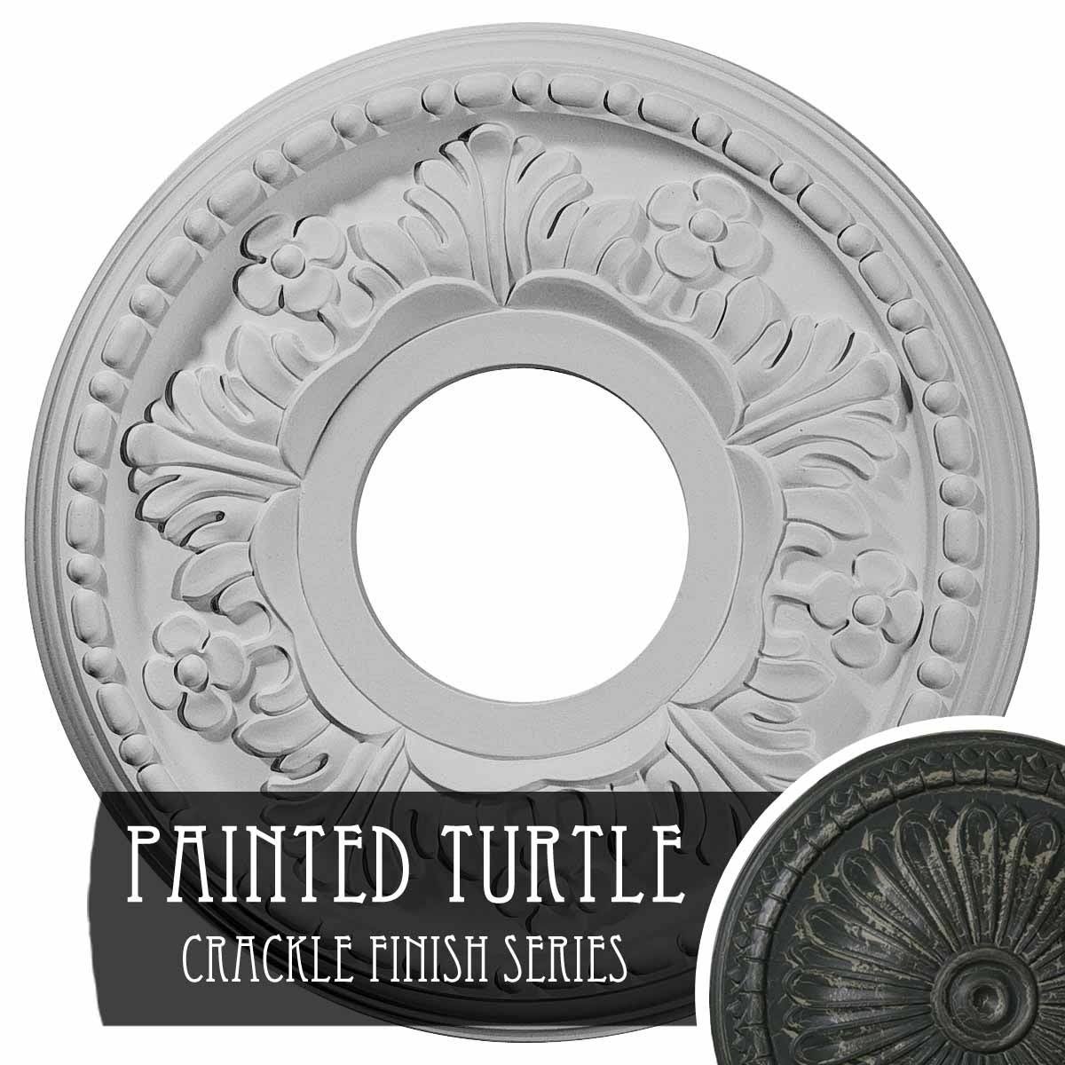11 7/8 inchod x 3 5/8 inchid x 7/8 inchp Hand-Painted Ceiling Medallion D42105