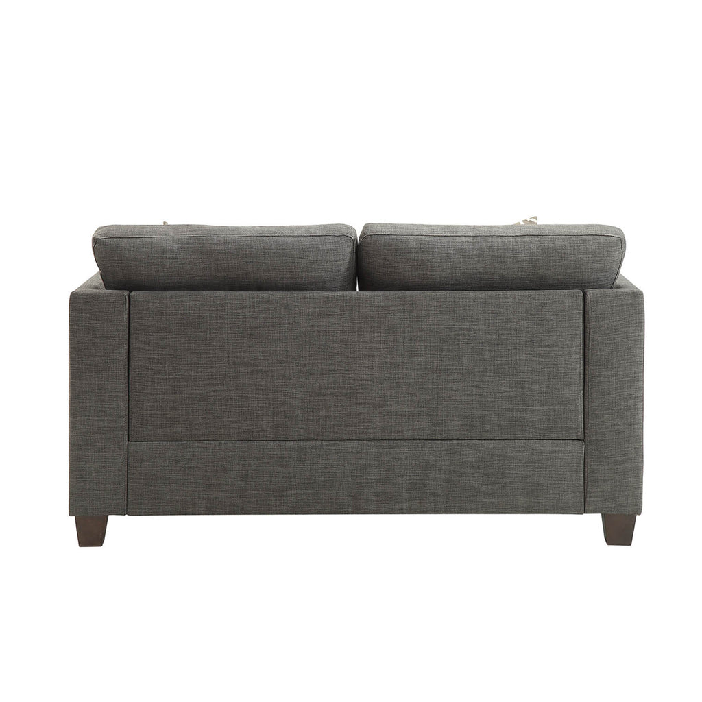 Light Charcoal Linen Loveseat with 4 Pillows I206418