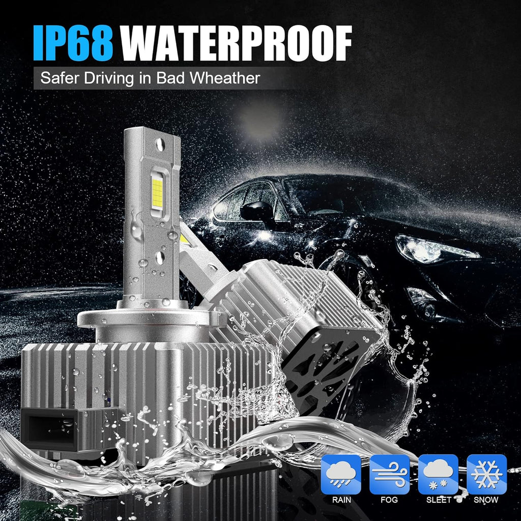 D3S D3R LED Headlight Bulbs, 6000K White 70W 12000LM, Pack of 2 O1051