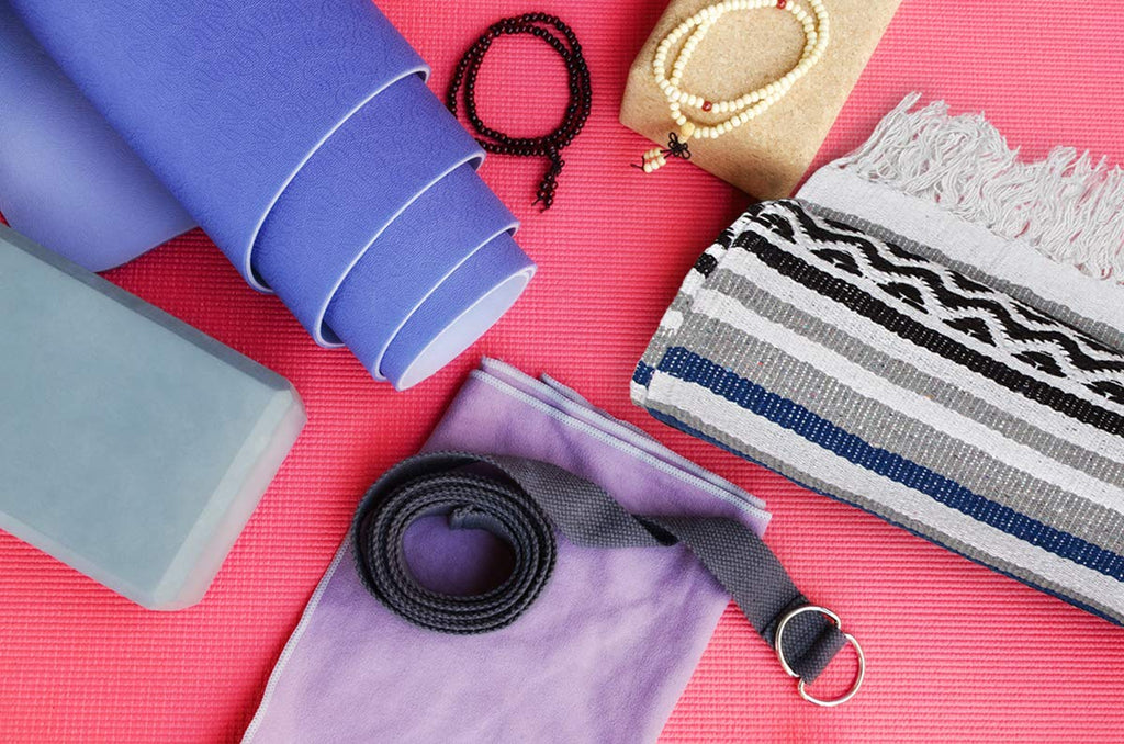Blue Striped Woven Cotton Yoga Blanket N945490