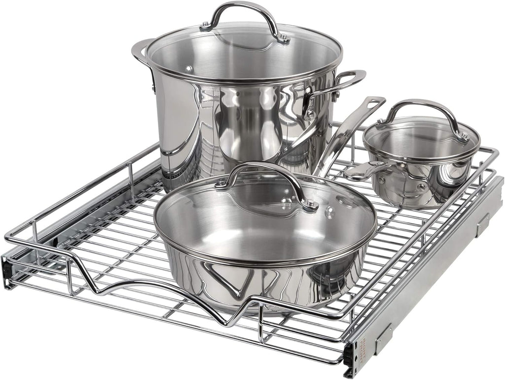 Chrome Finish Wire Frame Pull Out Drawer Cabinet Organizer D7256