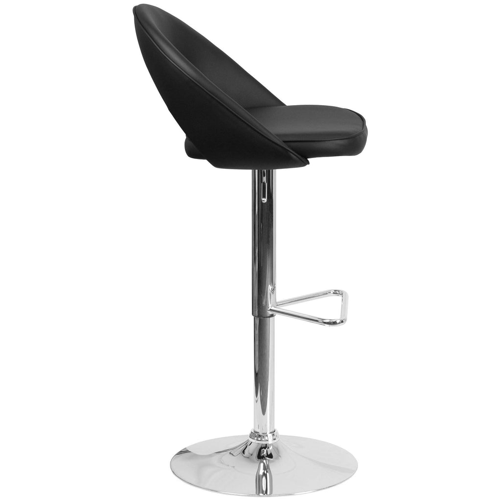 Black Vinyl Adjustable Height Barstool with Chrome H5679
