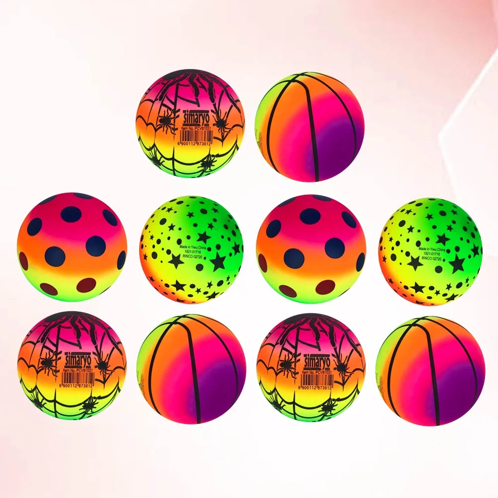 10 Pcs 16 CM Rainbow Balls Elastic PVC Beach Sports Play Ball G70982