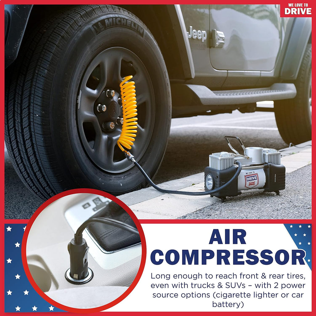 12V DC Portable Air Compressor Tire Inflator with 150 PSI Gauge & Carry Case M9039