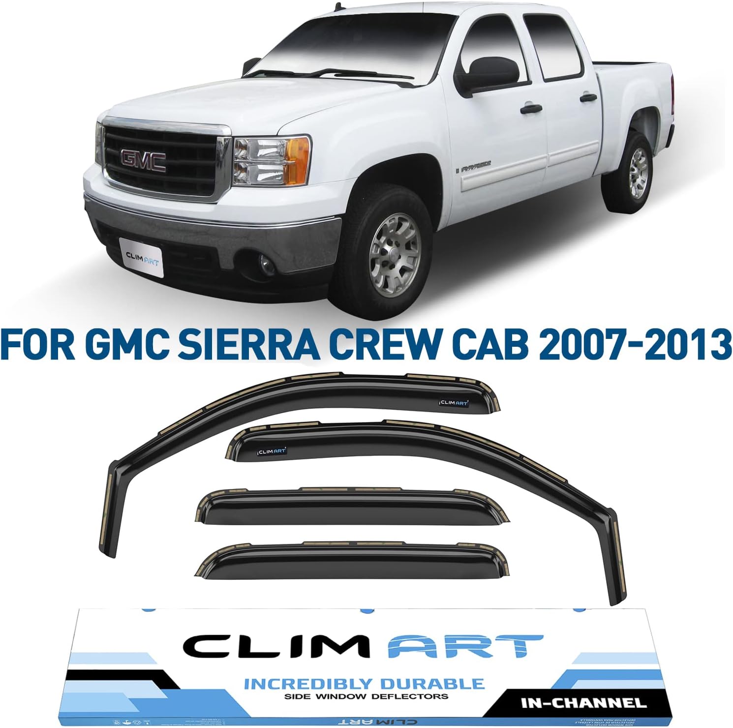 4pcs Tape-on Window Deflectors for GMC Sierra 1500 Crew Cab Y546876