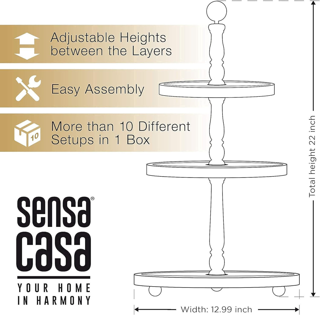 White Rustic 3 Tier Wood Tray V736