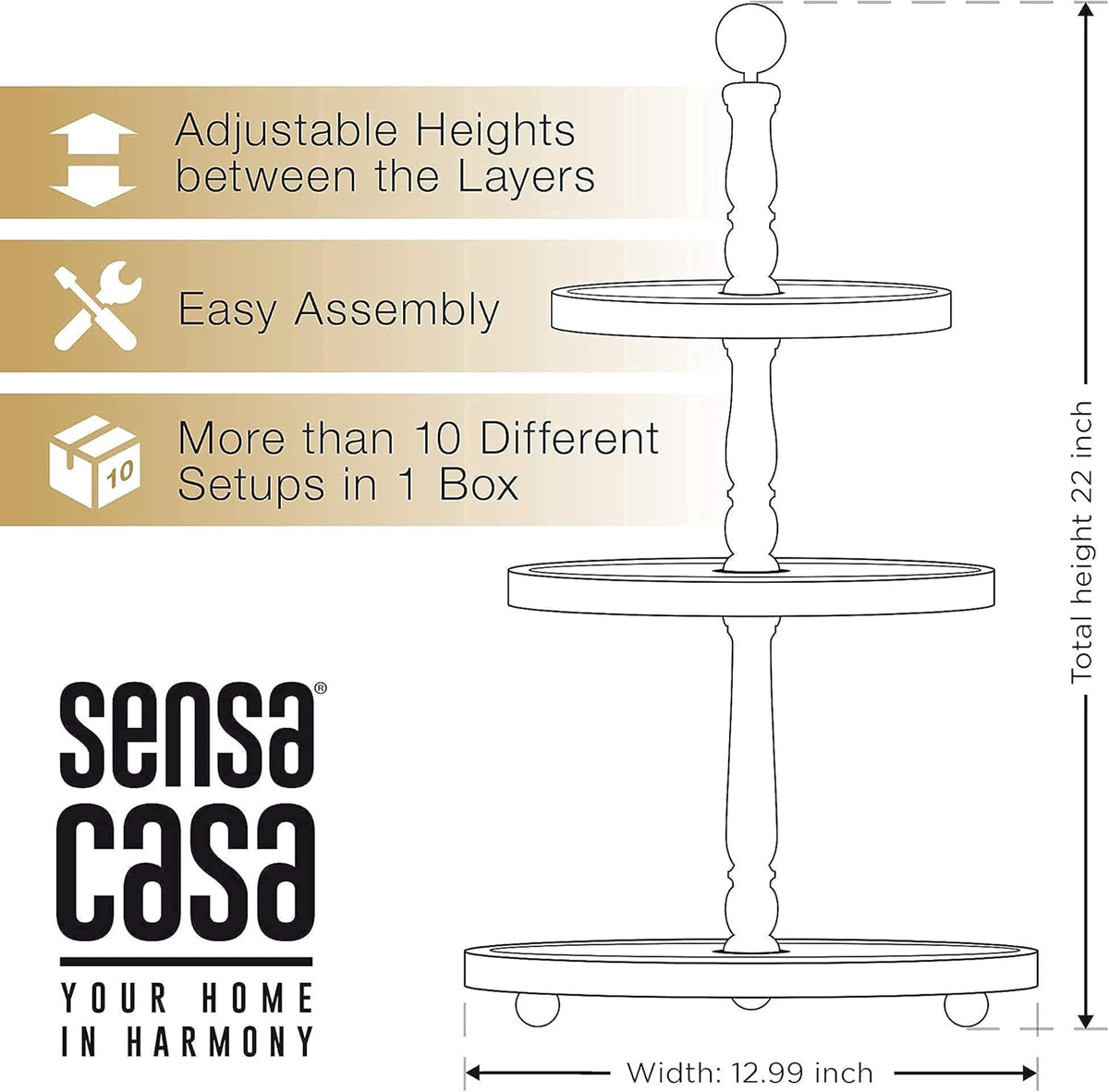 White Rustic 3 Tier Wood Tray V736