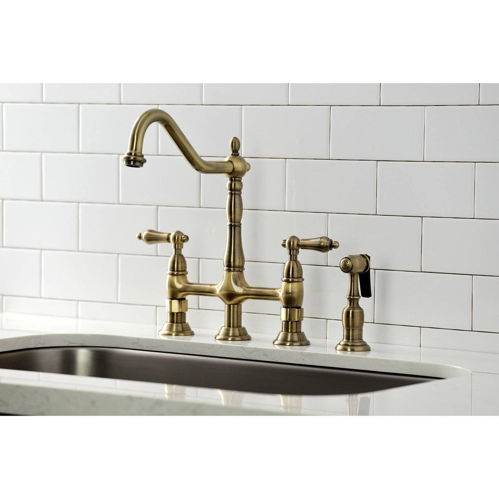 Antique Brass Kitchen Faucet with Brass Sprayer S1561