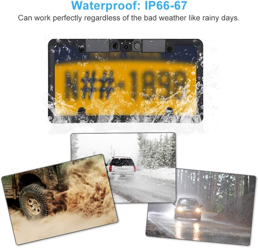 License Plate Frame Backup Camera Parking Sensor, IP67 Waterproof, Pack of 2 E50215