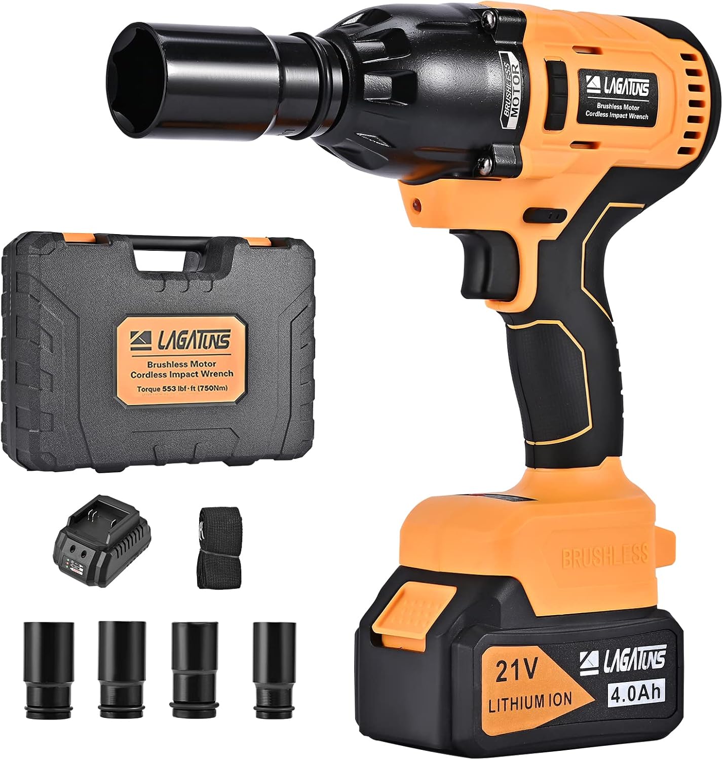 Cordless Impact Wrench, 553 Ft-lb, 2200 RPM, Brushless Motor, 4.0Ah Li-Ion Battery M472