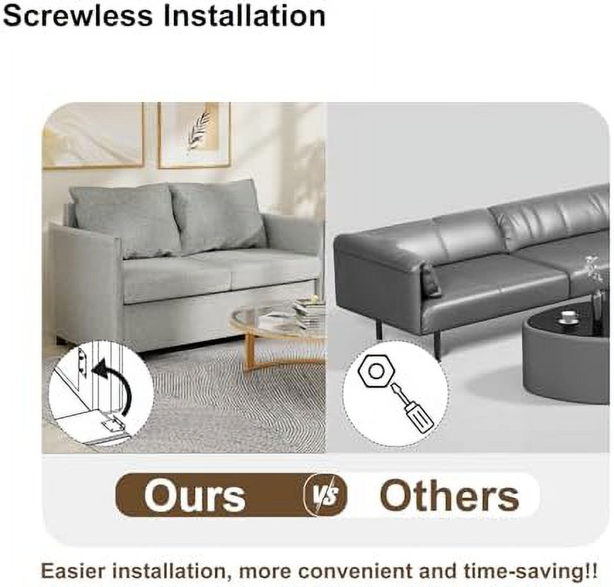 Light Grey Fabric 2-Seater Loveseat Sofa U7625