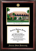 Gold Embossed Diploma Frame with Campus Images Lithograph H192