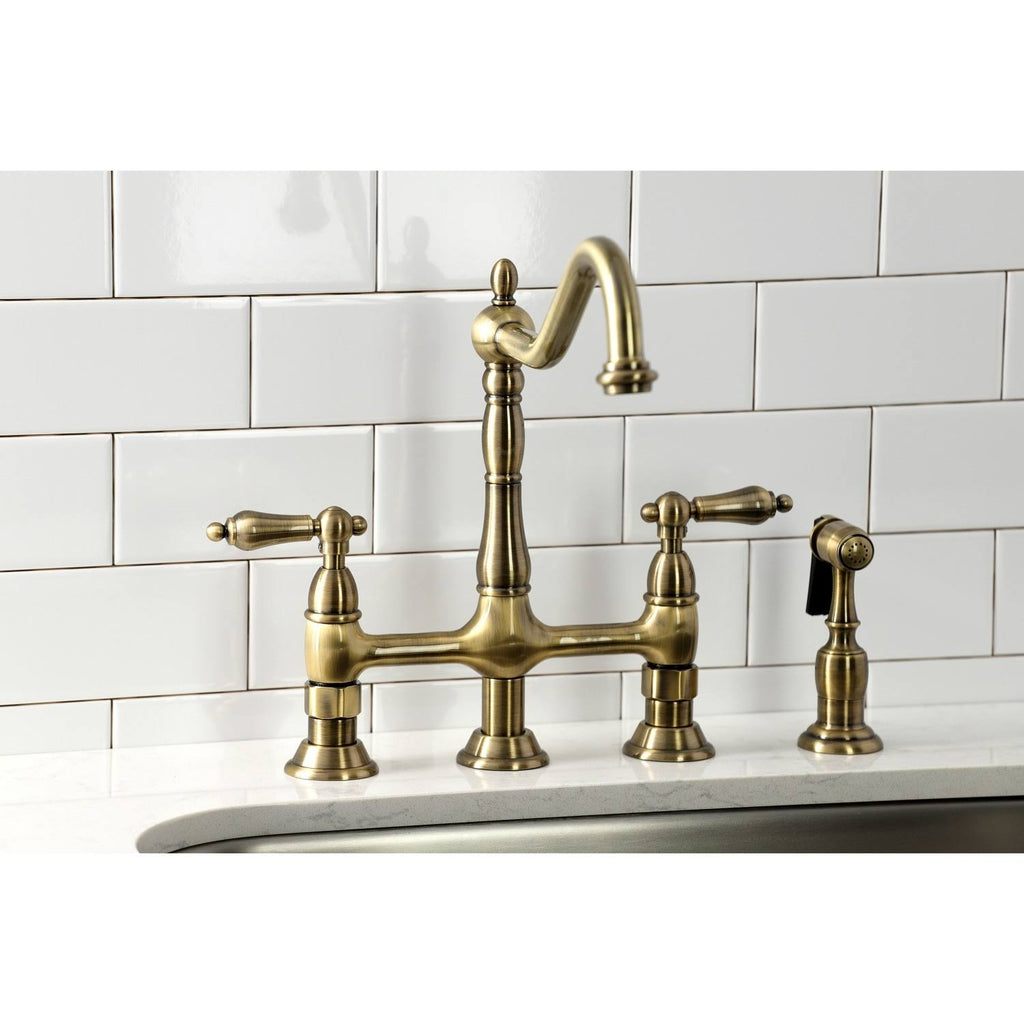 Antique Brass Kitchen Faucet with Brass Sprayer S1561