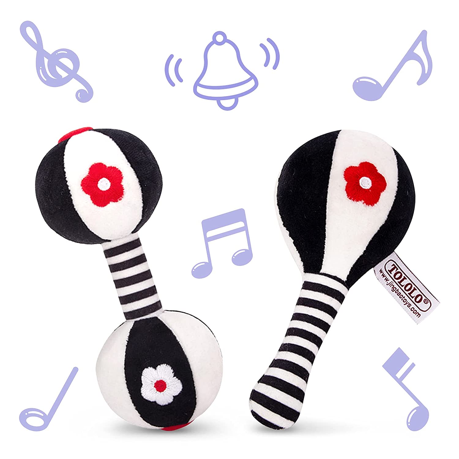 2PCS Soft Rattles for Baby, Baby Toys 0-6 Months, Car Seat Toys for Infants Y41212