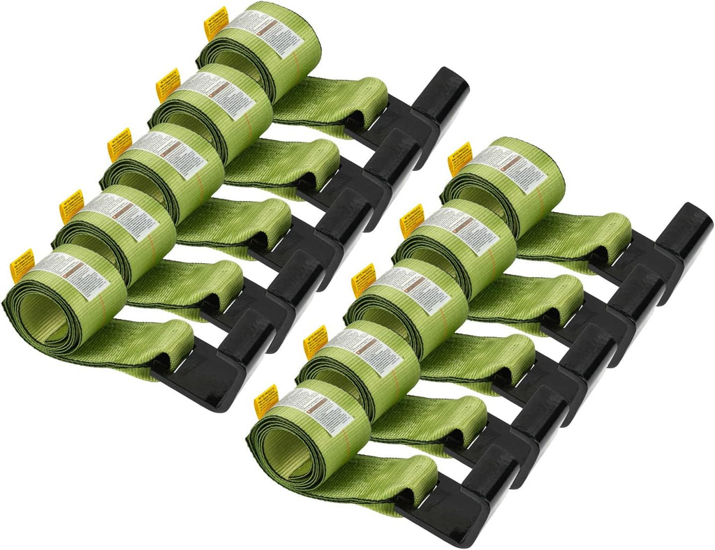 10 Pack 4" x 5' Roll Off Container Green Winch Strap with Large Flat Hook X653892