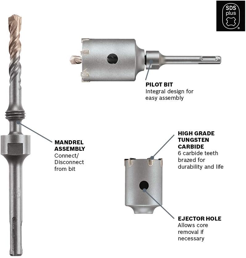 4-3/8 in. Carbide SDS-Plus Thin-Wall Core Bit T803