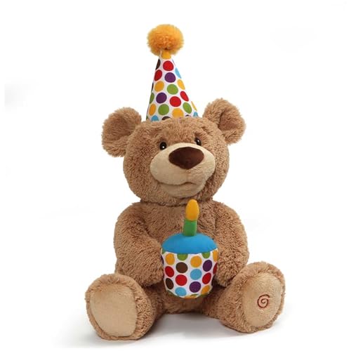 Glow-in-The-Dark Singing Stuffed Animal Plush Toy, Brown, 10” D208447