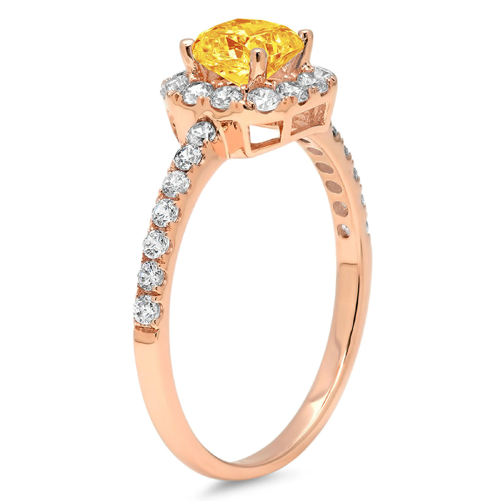 18k Rose Gold Citrine Halo Ring T12907