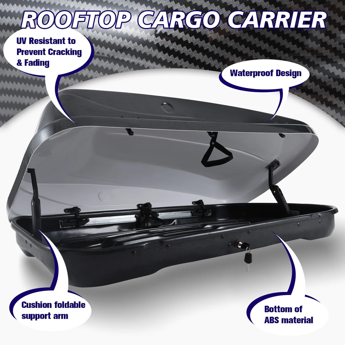 Carbon Fiber Rooftop Cargo Box Luggage Carrier B75350