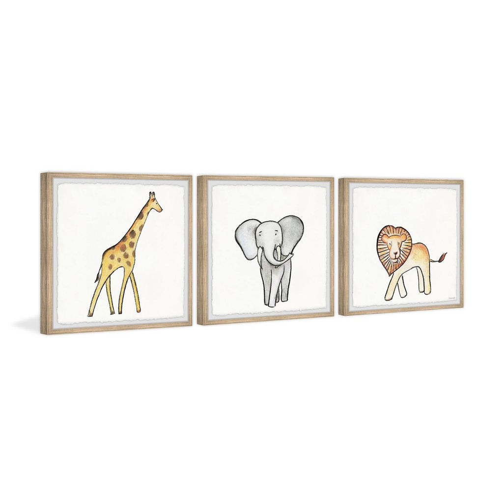 African Safari Animals Triptych, 12 inch x 36 inch D513