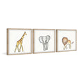 African Safari Animals Triptych, 12 inch x 36 inch D513