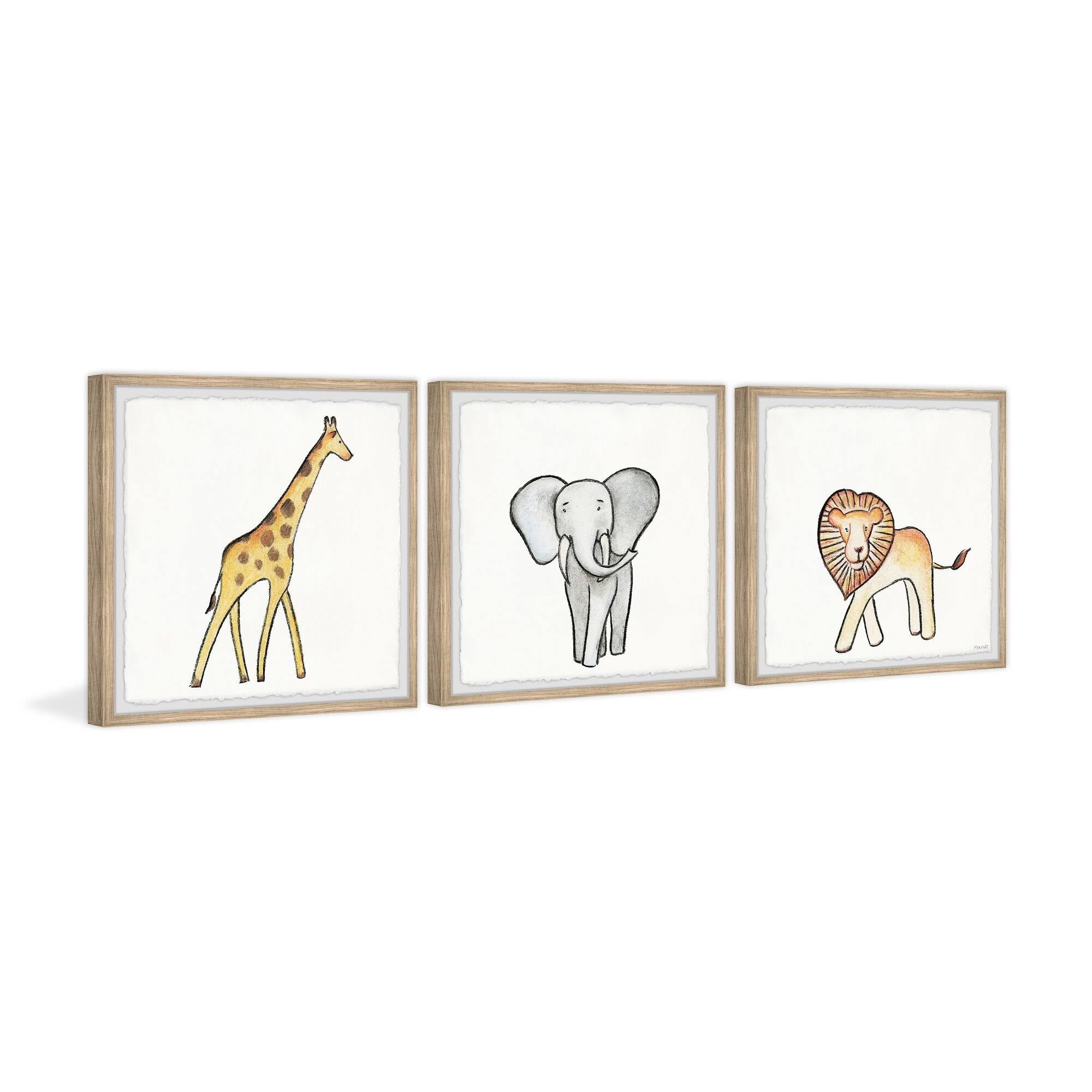 African Safari Animals Triptych, 12 inch x 36 inch D513