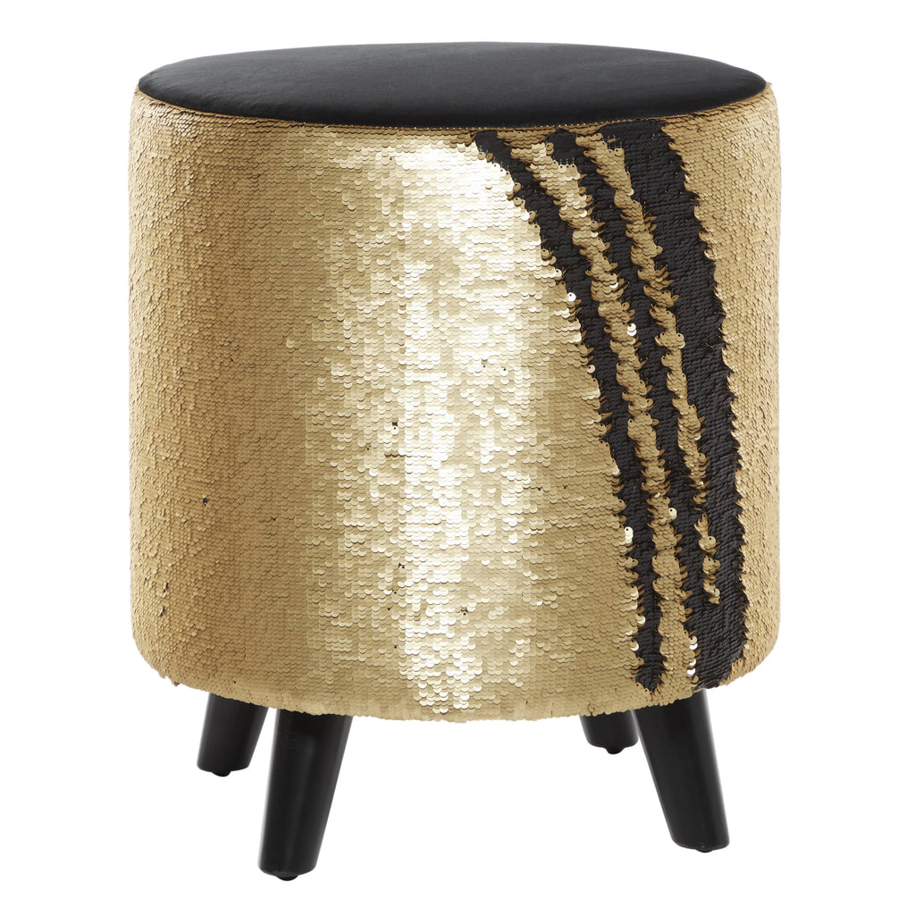 Black Wood and Fabric Stool M456