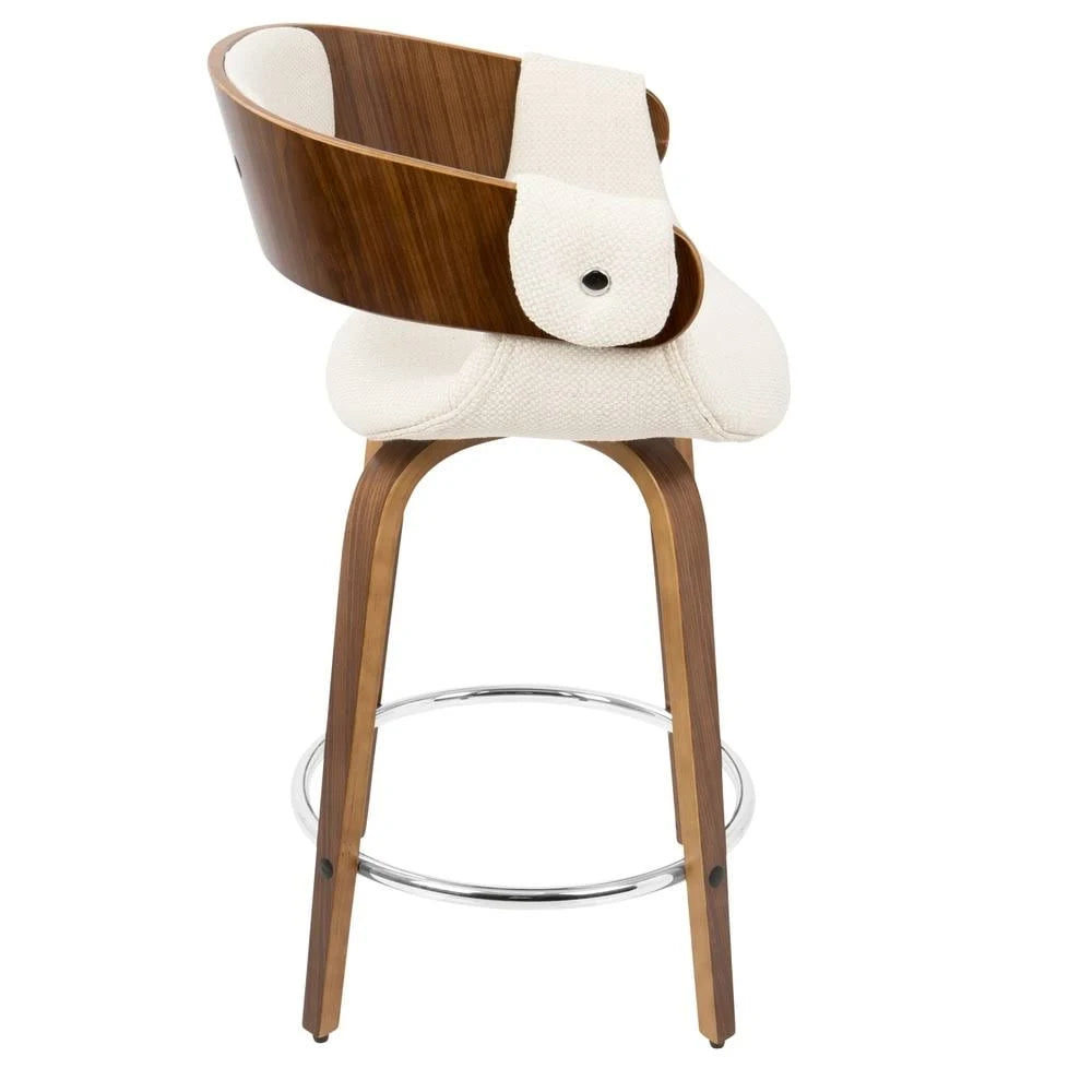 Set of 2 Counter Stool Cream Walnut Q265