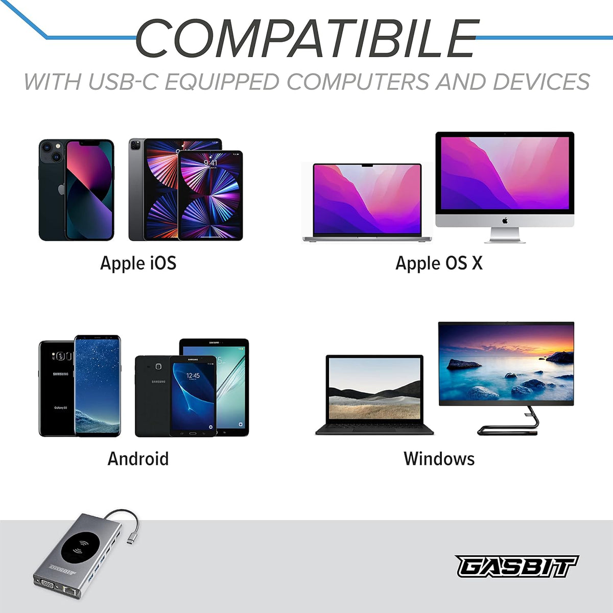 15-in-1 USB C Hub Multiport Adapter with Wireless Phone Charger, Pack of 2 T405