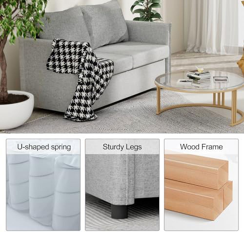 Light Grey Fabric 2-Seater Loveseat Sofa U7625