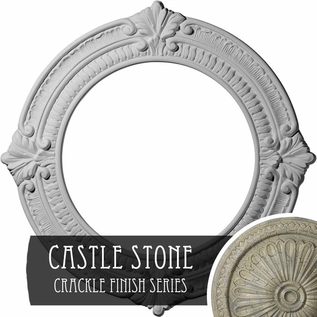 Hand-Painted Castle Stone Crackle Ceiling Medallion G3122