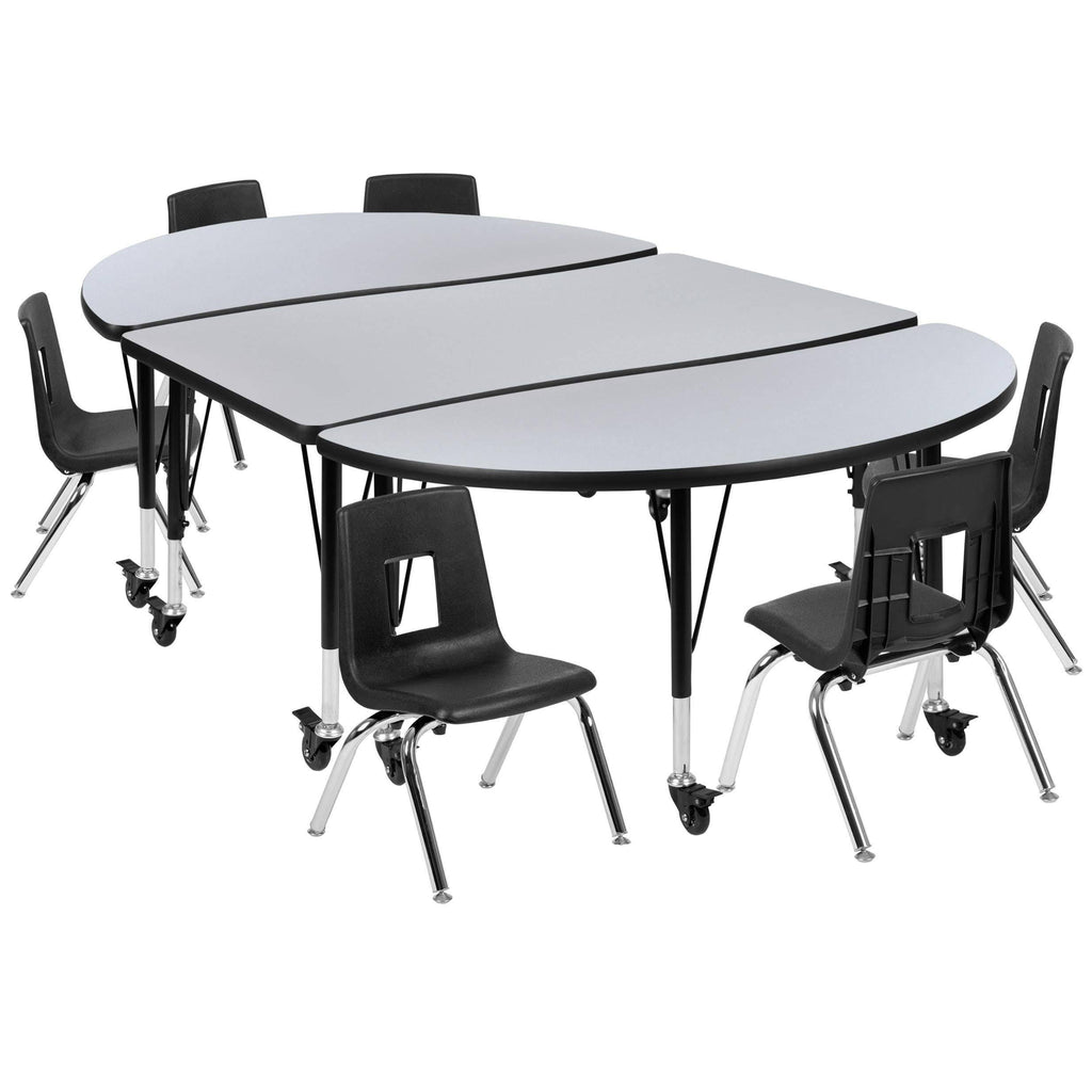 Grey/Black Laminate Activity Table Set with Student Stack Chairs X596450
