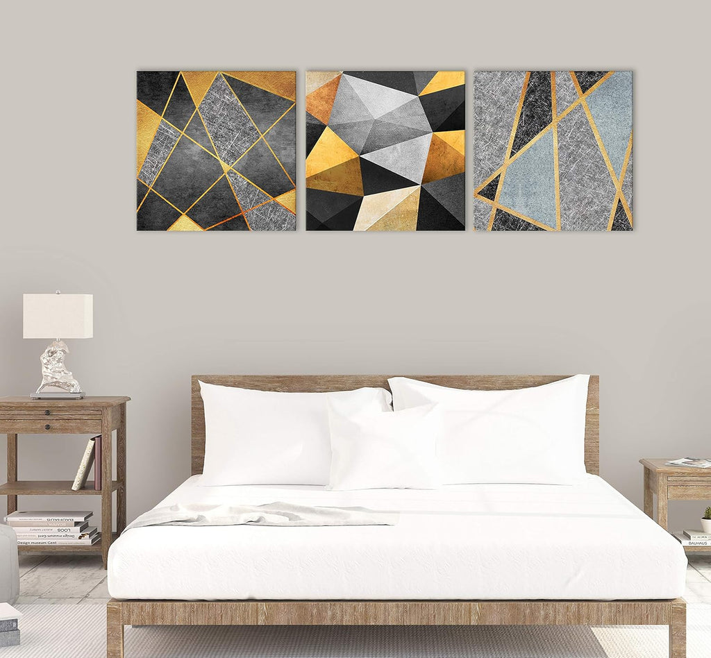 Black Gold Gray Abstract Canvas Wall Art D9447