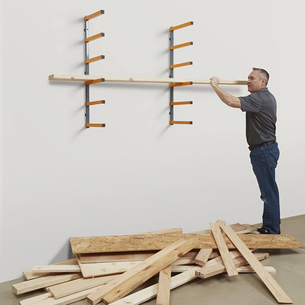 6 Shelf Wall Mount Lumber Storage Rack 600 Pound Capacity 5 Pack R57116