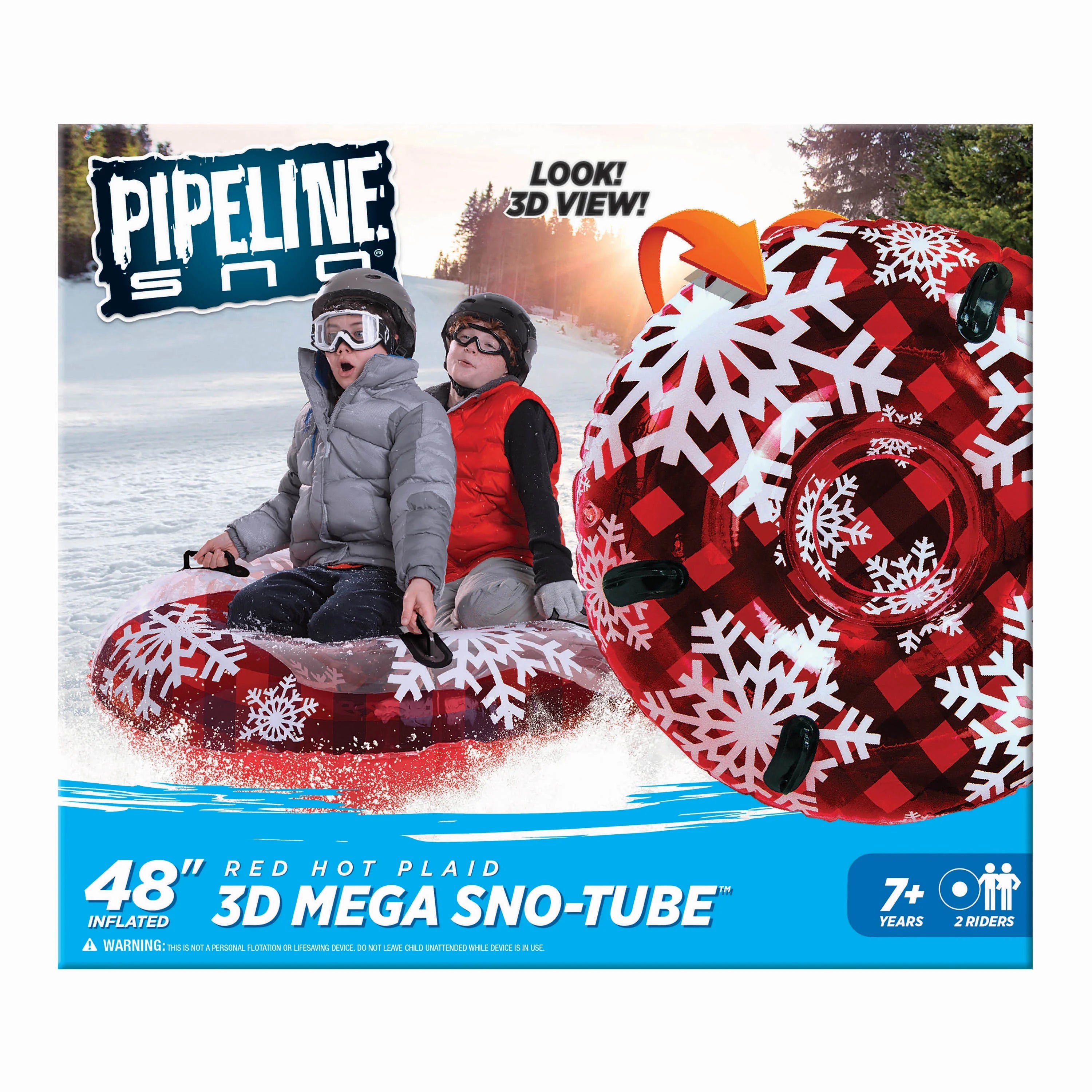 Red Plaid Transparent Snow Tube - 48" S9031