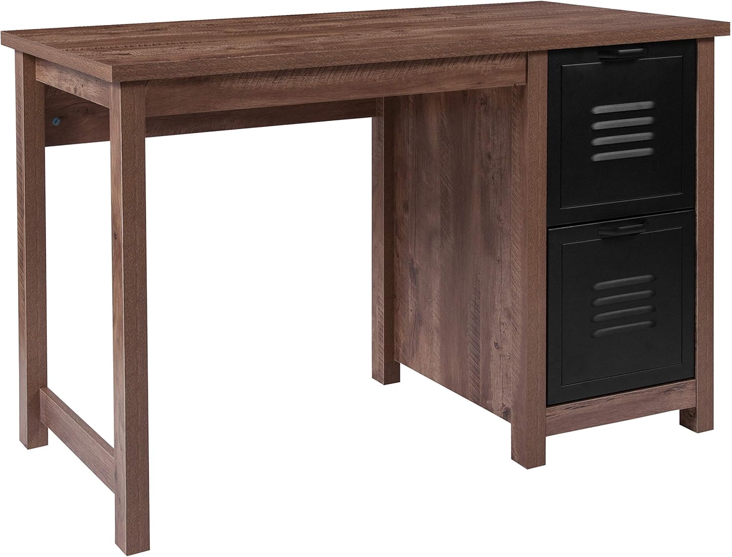 Crosscut Oak Wood Grain Finish Computer Desk with Metal Drawers H13322