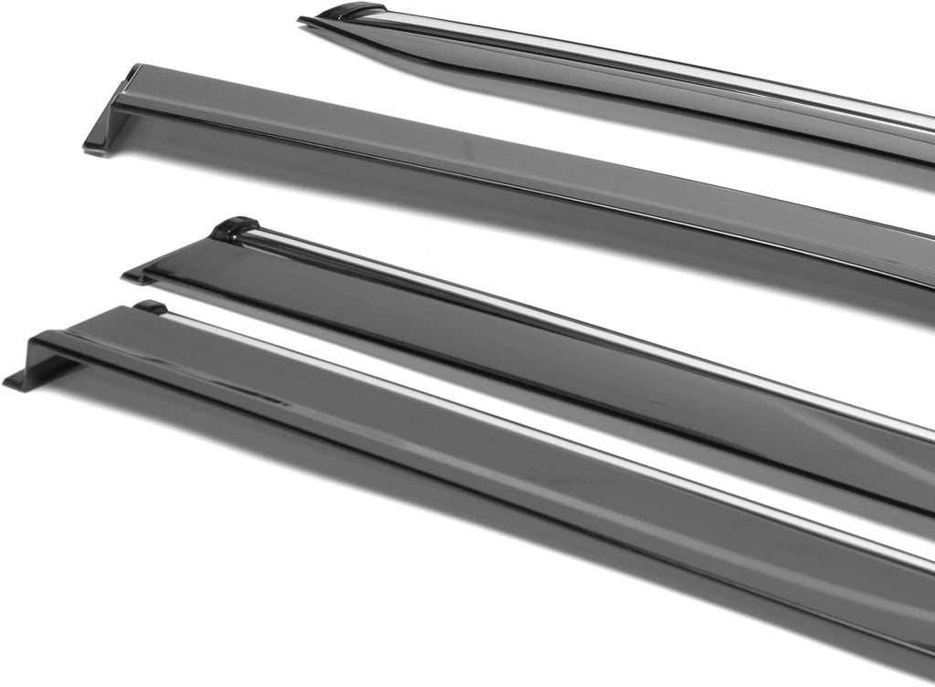 Window Visor Rain Guard Shade 4PC Injection Polycarbonate with Chrome Trim Z88275