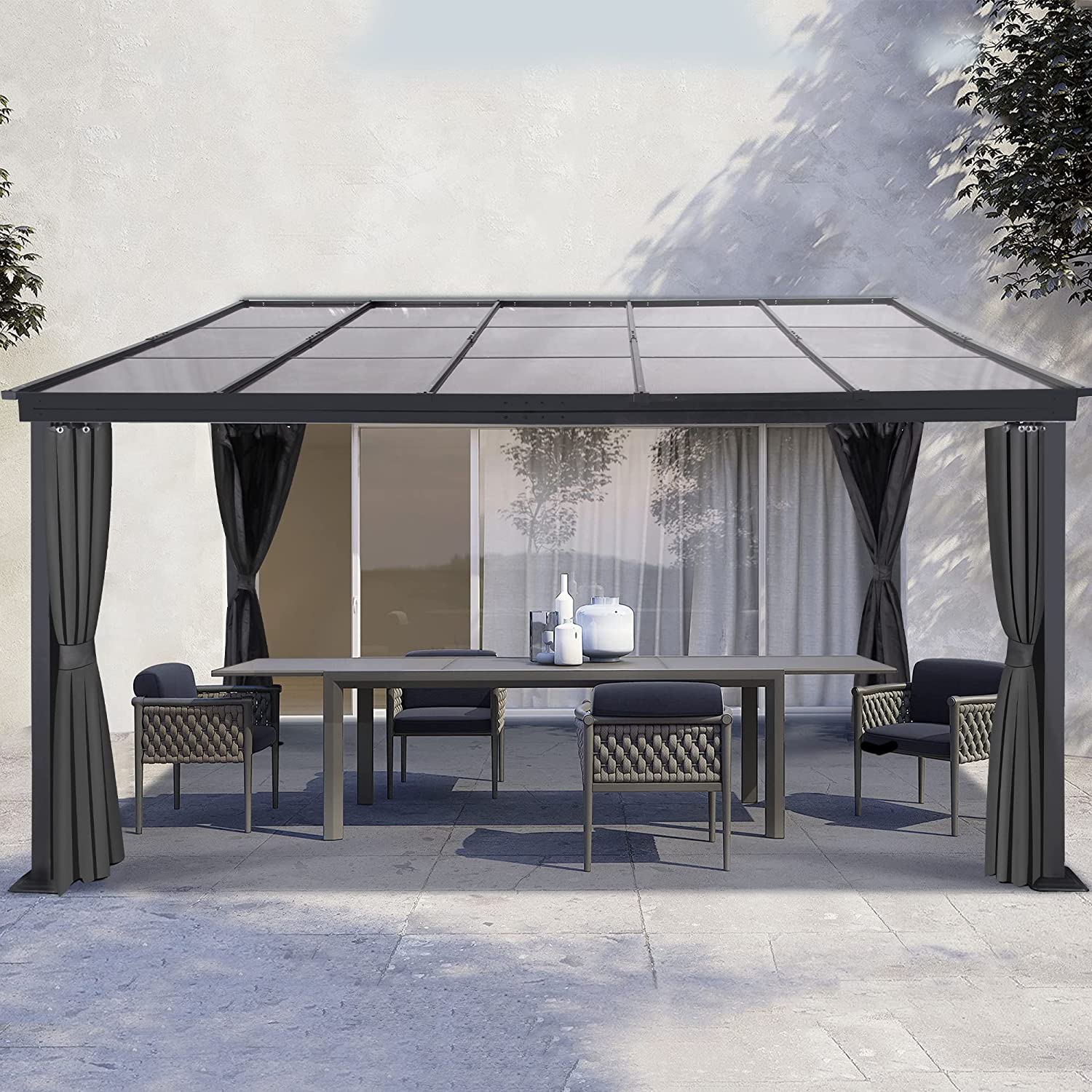 10 x 13FT Polycarbonate Hardtop Gazebo with Aluminum Frame N18269