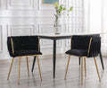 Black Velvet Upholstered Dining Chair Set of 2 with Metal Legs Z749098
